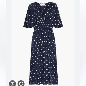 DVF Nala Paint Dots Navy Polka Dot Women's Dress XS